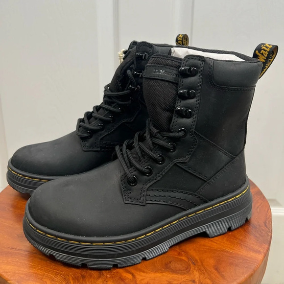 Dr. Martens Iowa Unisex Combat Boots Black Waterproof Size 4 or Womens size 5 - Picture 2 of 10